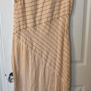 Chico's Asymmetrical Striped Skirt in Tan and White